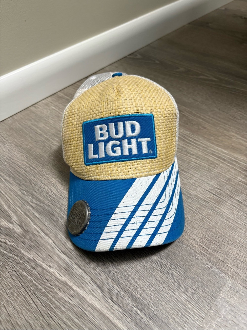 Bud Light Trucker Snap Back Mesh Hat with Bottle Opener